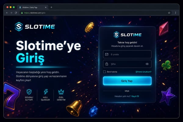 Slotime resmi platformuna giriş ekranı görseli